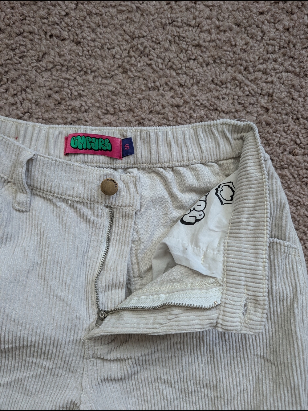 Empyre Womens Laurel Cream Asymmetrical Corduroy Carpenter Skate Shorts Small - Picture 9 of 16